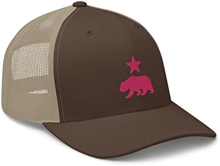 Rivemug Žene Kalifornia Premium kamiondžijanski kapu sa vezenim medvjedom i zvezda zakrivljenim računom Srednja kruna snapback mrežica