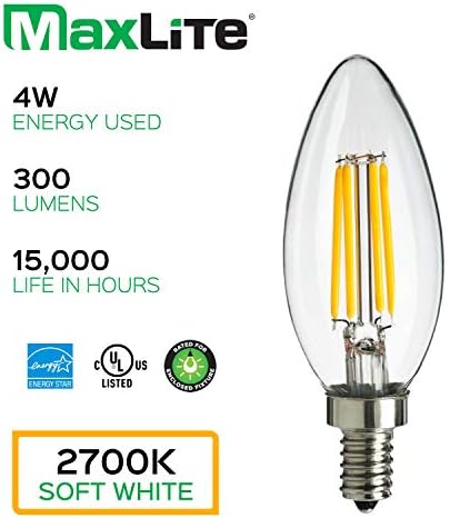 Maxlite Candelabra LED luster sijalice, 40W ekvivalentno, zatvoreno Učvršćenje ocijenjeno, 300 lumena, sijalice sa žarnom niti sa