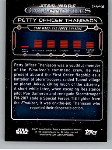 2018 TOPPS Star Wars Galactic datoteke TFA-43 Petni oficir Thassonson Službena ne-sportska trgovačka kartica u NM ili boljem Conditonu