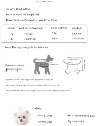 Feicuihu PET mačja i pas personalizirani ovratnik, ovratnik, pohrani graviranje, pas i mačka ručno rađena vuna od vune voća Personalizirani