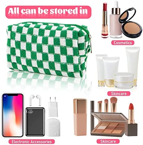 EYNDYN 8kom karirana torba za šminkanje kozmetička torba za žene, 4kom Y2K torbe za šminkanje velikog kapaciteta i 4kom pernica četkica