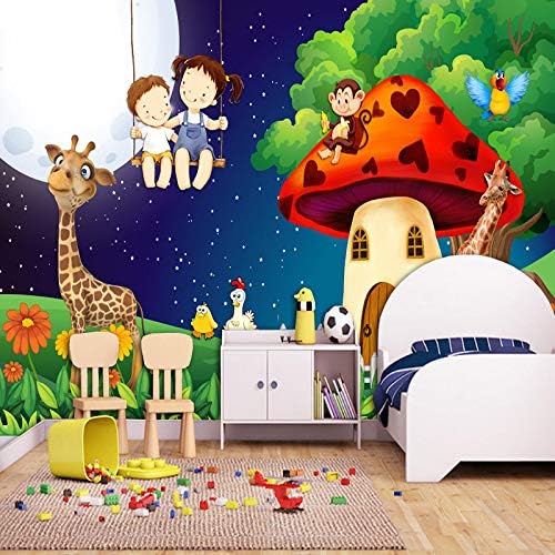 Hgfhgd šumski crtani mjesec žirafa veliki Muralni tapeti za dječiju sobu Dječija spavaća soba Zidna dekoracija 3D zidne naljepnice za zid